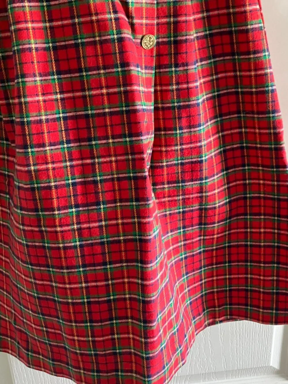 Girls Hartstrings Pleated Plaid Skirt with Suspenders Size 7 Holiday Made In USA